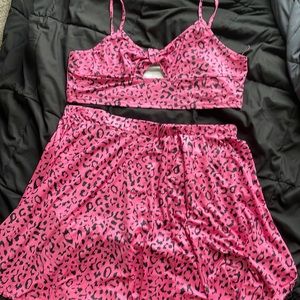 Neon pink Shien Curve Leopard Rave Set